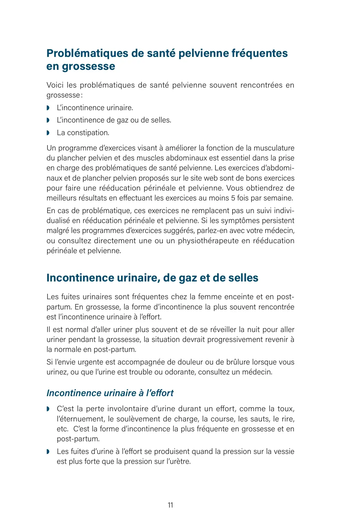 « Problématiques de santé pelvienne fréquentes en grossesse » : incontinence urinaire, de gaz, de selles, constipation