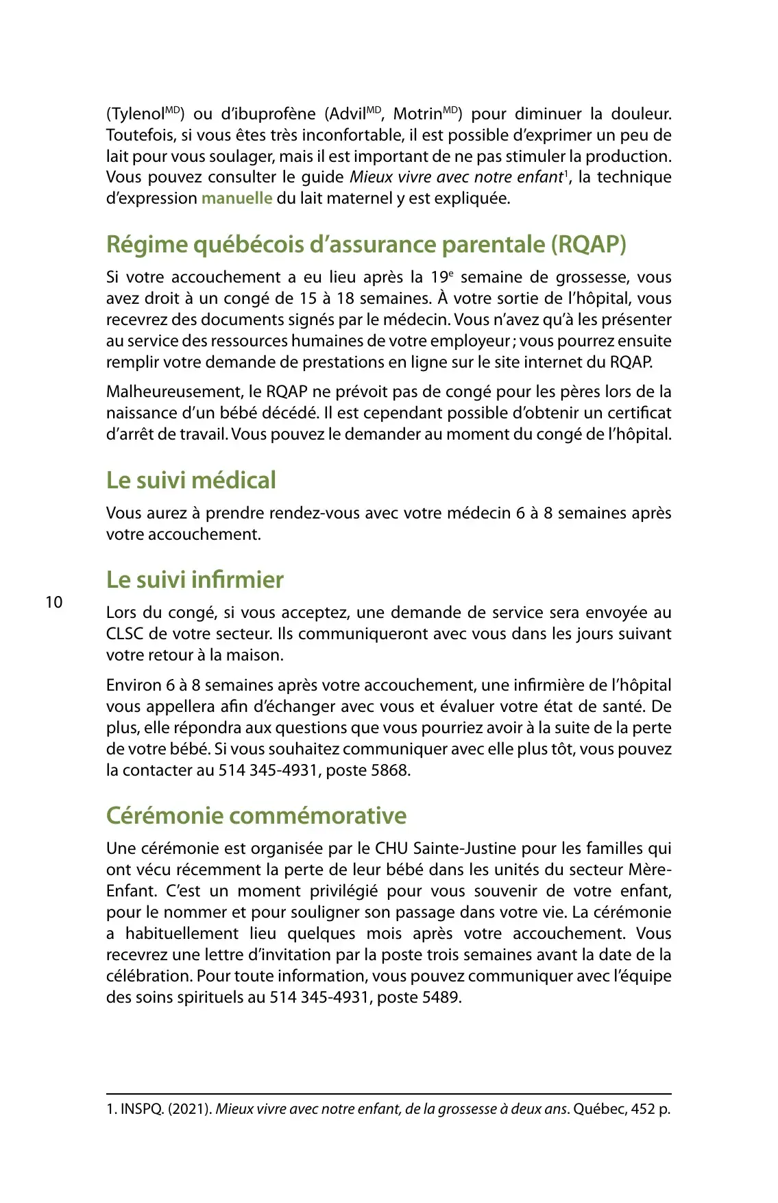 « RQAP » et « Suivi médical » : congé parental, rendez-vous de suivi et cérémonie commémorative offerte