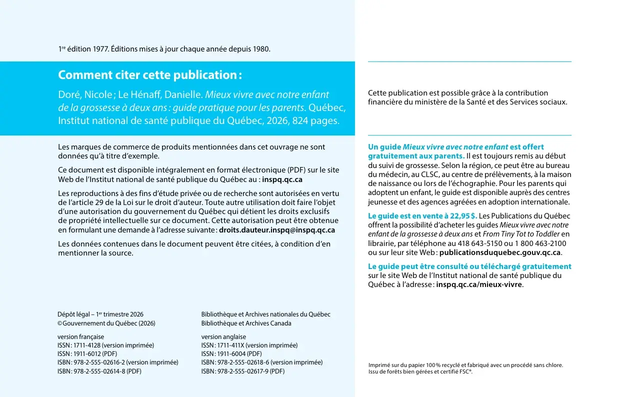 Mentions légales : comment citer la publication, droits de reproduction, prix et points de distribution du guide