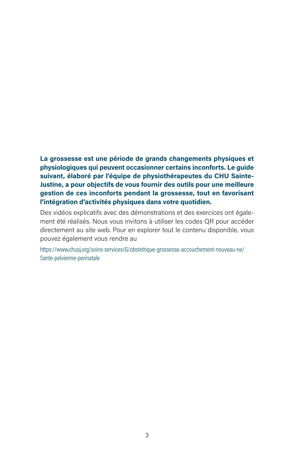 Paragraphe sur les inconforts de grossesse et présentation du guide de physiothérapie, avec lien web