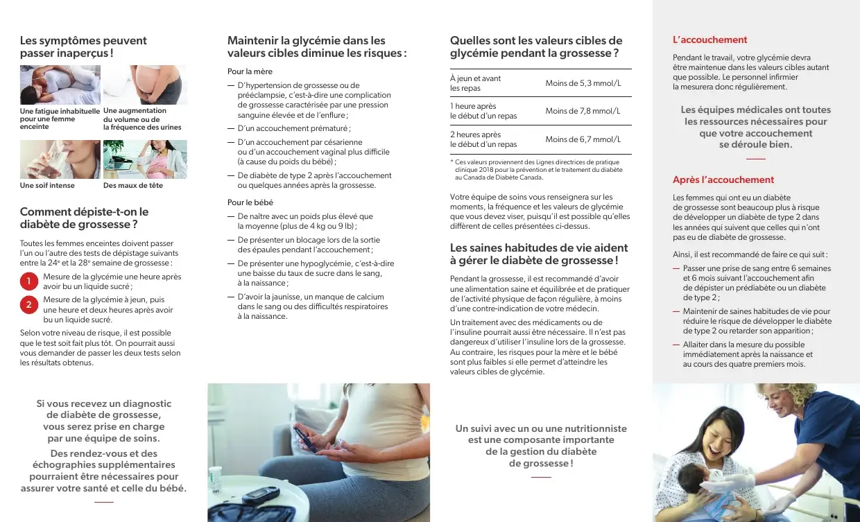Symptômes possibles, dépistage, saines habitudes et tableau des valeurs cibles de glycémie pendant la grossesse