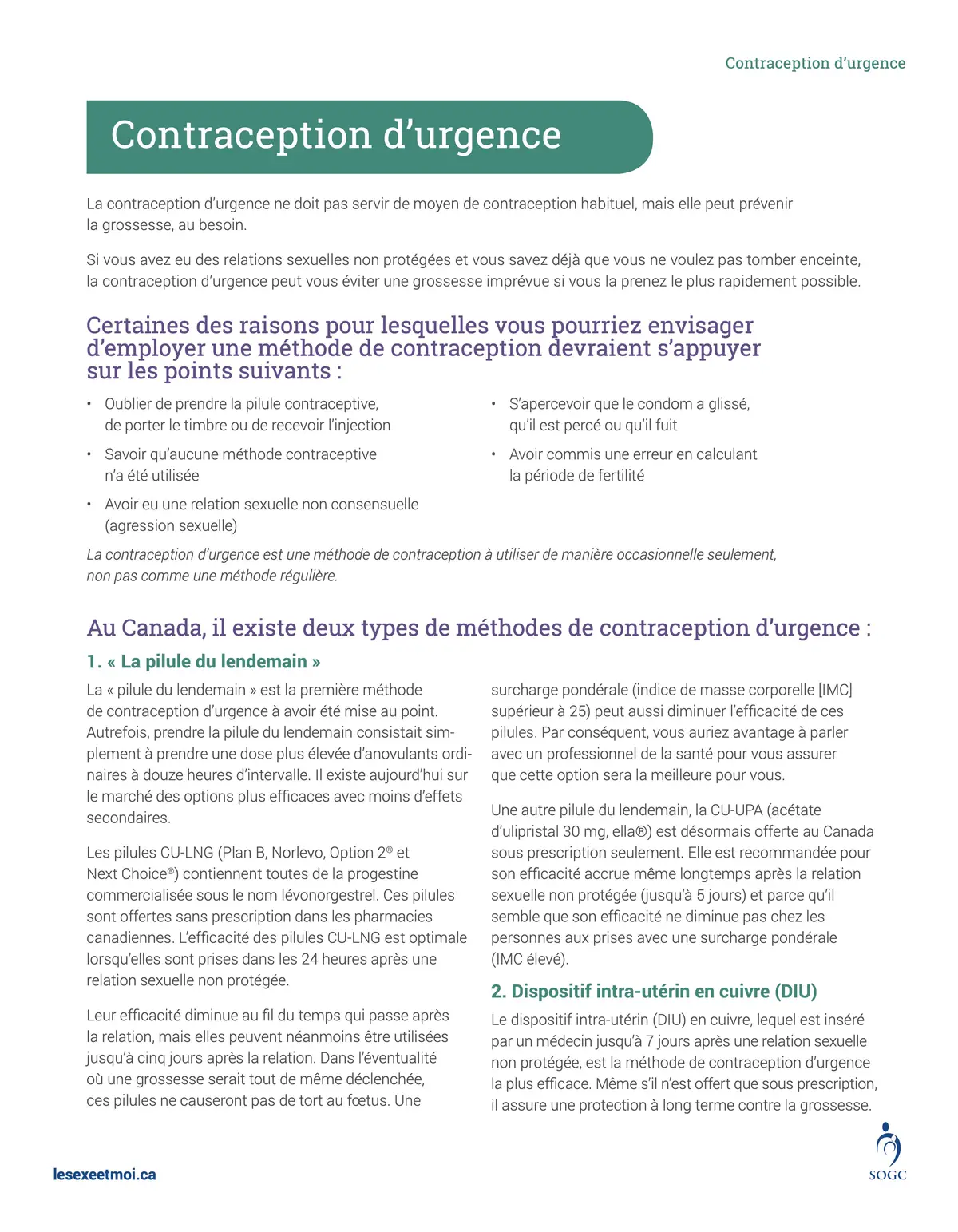 Contraception d’urgence